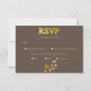 Gold Eucalyptus Meal Choice RSVP Card