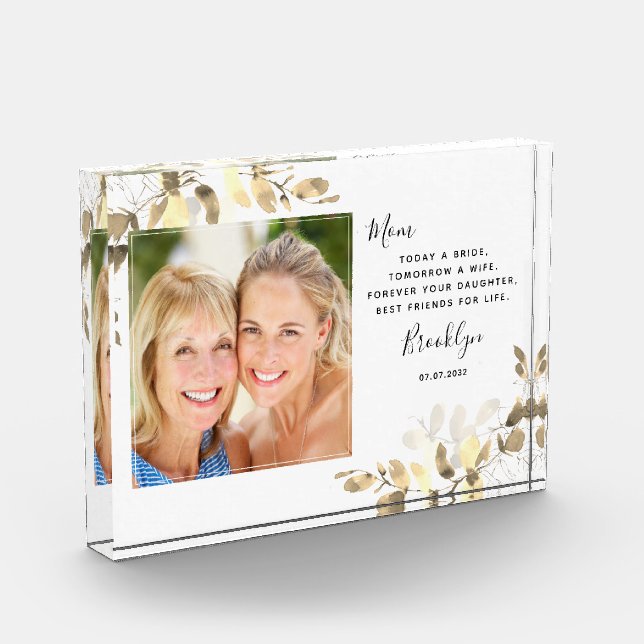 Gold Eucalyptus Mother of the Bride Photo Block (Left)