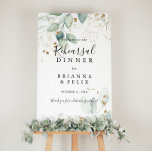 Gold Eucalyptus Rehearsal Dinner Welcome Sign<br><div class="desc">This gold eucalyptus rehearsal dinner welcome sign is perfect for a rustic wedding rehearsal. This artistic design features hand-drawn watercolor gold and green foliage,  inspiring natural beauty.</div>