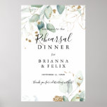 Gold Eucalyptus Rehearsal Dinner Welcome Sign<br><div class="desc">This gold eucalyptus rehearsal dinner welcome sign is perfect for a rustic wedding rehearsal. This artistic design features hand-drawn watercolor gold and green foliage,  inspiring natural beauty.</div>