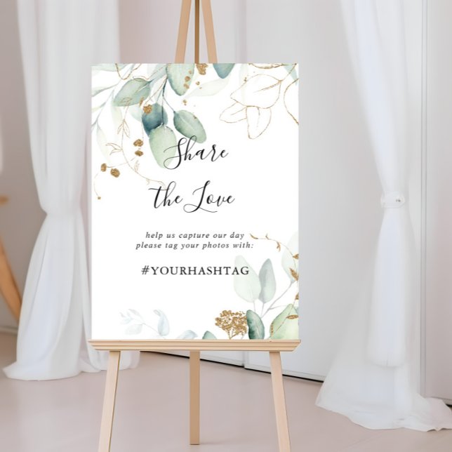 Gold Eucalyptus Share the Love Hashtag Sign (Creator Uploaded)