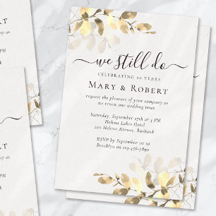 Gold Eucalyptus We Still Do Vow Renewal Invitation