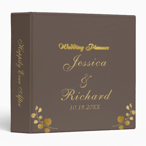 Gold Eucalyptus Wedding 3 Ring Binder