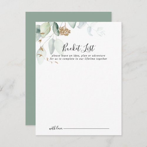 Gold Eucalyptus Wedding Bucket List Cards
