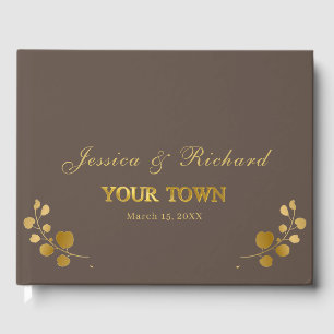 Gold Eucalyptus Wedding Guest Book