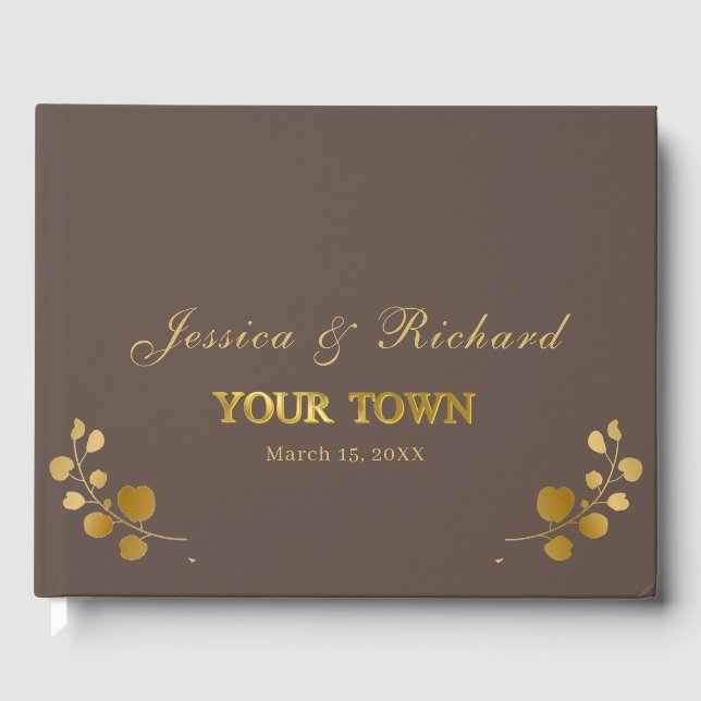 Gold Eucalyptus Wedding Guest Book (Front)