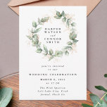 Gold Eucalyptus Wedding Wreath Greenery Moss Sages Invitation<br><div class="desc">Gold Eucalyptus Wedding Wreath Greenery Moss Sages Wedding Invitation. This will be part of suite.</div>