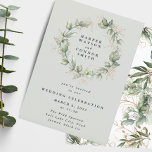 Gold Eucalyptus Wreath Green Sea Glass Wedding Invitation<br><div class="desc">Gold Eucalyptus Wreath Green Sea Glass Wedding Invitation. This will be part of suite.</div>