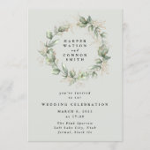 Gold Eucalyptus Wreath Green Sea Glass Wedding Invitation (Front)