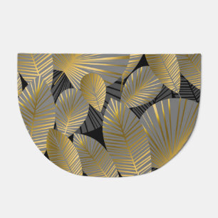 Gold exotic leaves, elegant seamless pattern. doormat