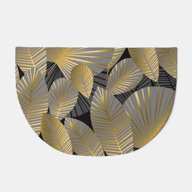 Gold exotic leaves, elegant seamless pattern. doormat (Front)