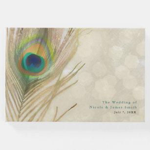 Peacock  Feather White Wedding Guest  book Pen set wedding Favor N1