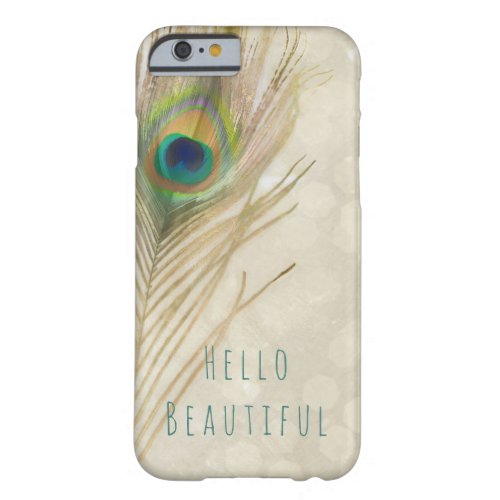 Gold Exotic Peacock Feather Glam Elegant Chic Barely There iPhone 6 Case