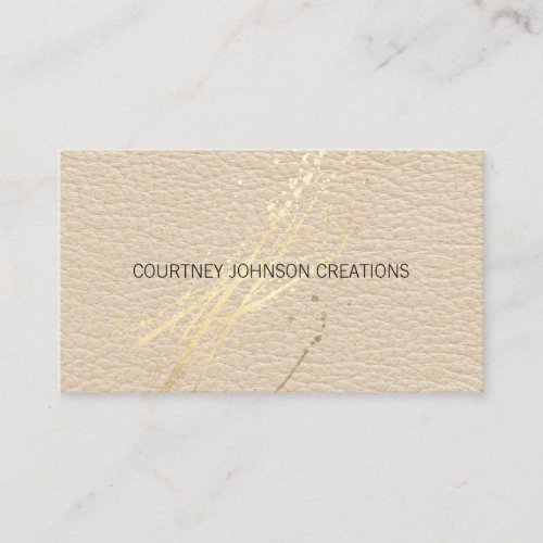 Gold Expressive Splatter  Leather Texture Business Card