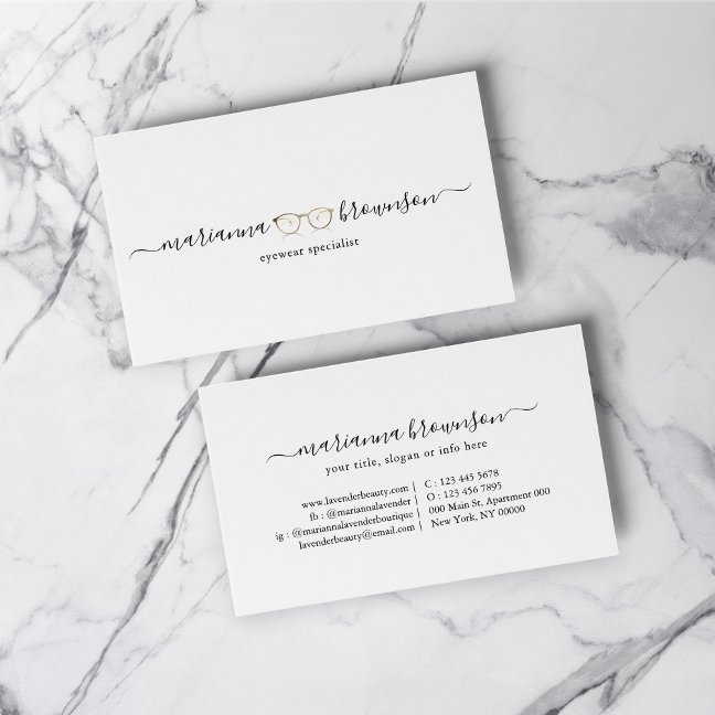Gold Eye wear Glasses Business Card
