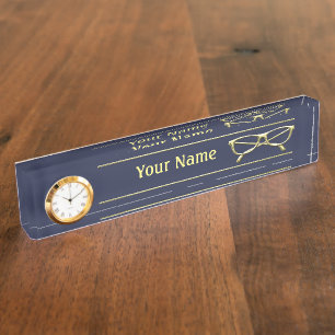 Gold Eyeglasses Desk Name Plate