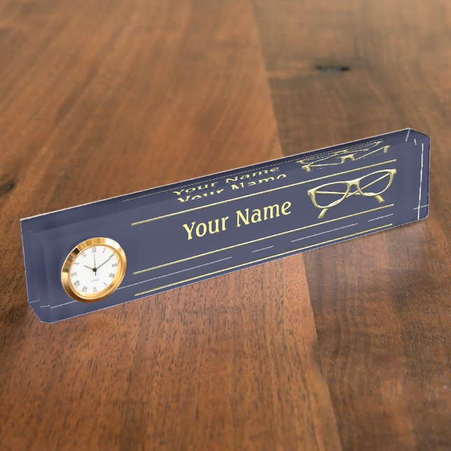 Gold Eyeglasses Desk Name Plate (Side)