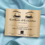Gold Eyelash Salon Certificate of Completion Award<br><div class="desc">Modern Gold Eyelash Certificate of Completion Awards.</div>