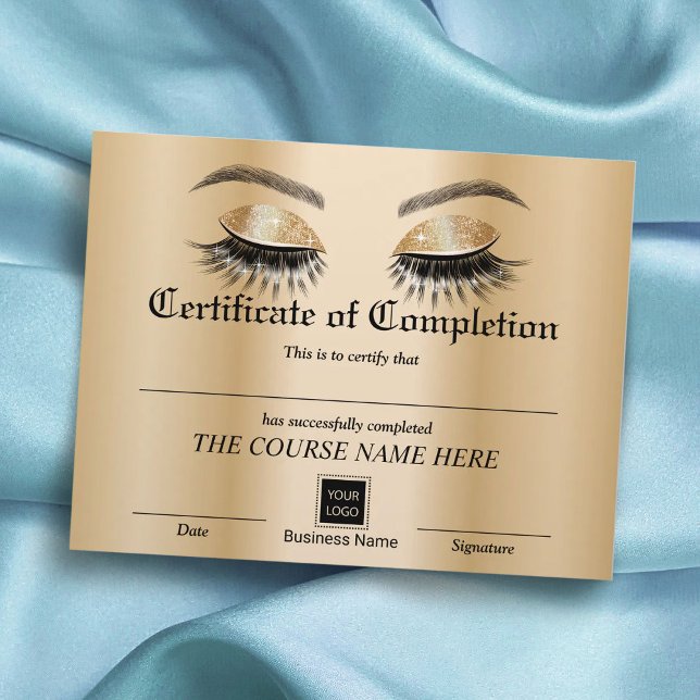 Gold Eyelash Salon Certificate of Completion Award (Creator Uploaded)