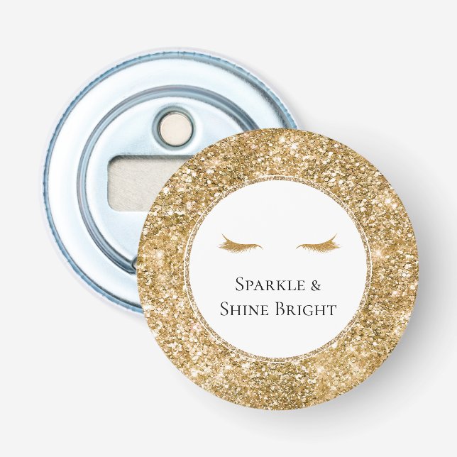 Gold Eyelashes girly glam glitter  Bottle Opener (Front)