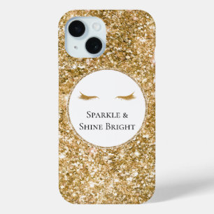 Gold Eyelashes girly glam glitter  iPhone 15 Case