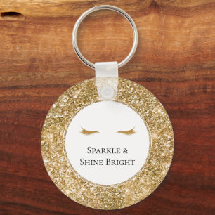 Gold Eyelashes girly glam glitter Keychain