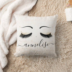 Gold Eyelashes   Glitter and Diamonds    Throw Pillow