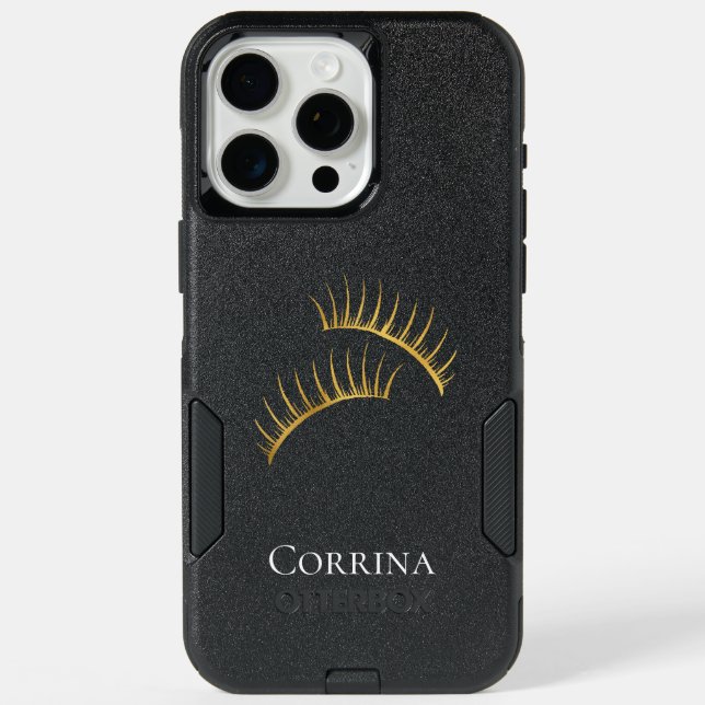 Gold Eyelashes iPhone 15 Pro Max Case (Back)