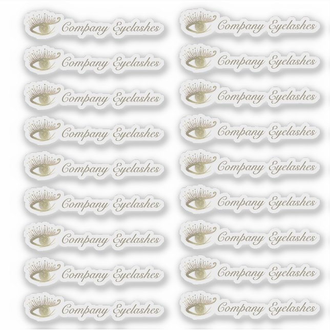 Gold Eyelashes Logo Packaging Business Name Sticker (Front)