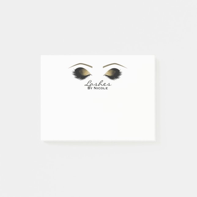 Gold Eyes Makeup Lashes Eyelashes Personalized Post-it Notes (Front)
