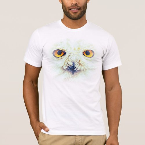 Gold Eyes White Snow Owl 3D Face T_Shirt