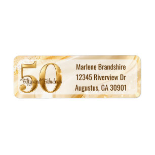 Gold Fabulous 50th Birthday Mailing Label