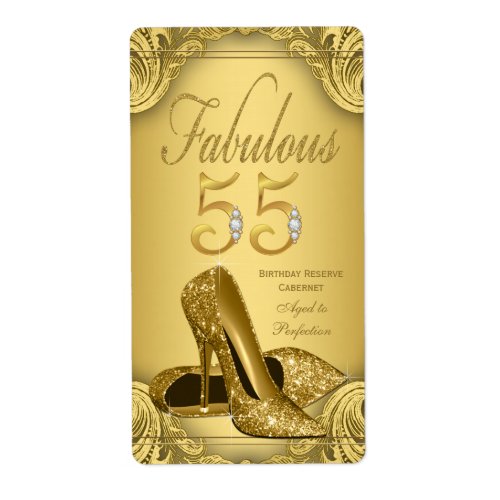 Gold Fabulous 55 Wine Bottle Labels