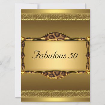 Gold  Fabulous At 50 Birthday Party Invitation by invitesnow at Zazzle