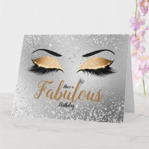 Gold Fabulous Glitter Eyes Large Birthday Card