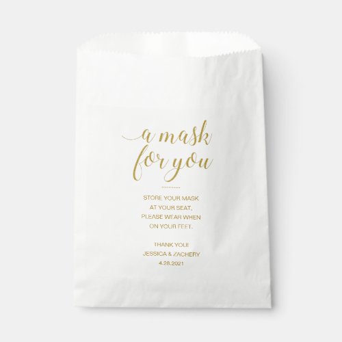 Gold Face Mask Storage Bag For Wedding Guest