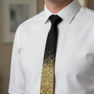 Gold Fading Waterfall Ombre Glitter look Neck Tie