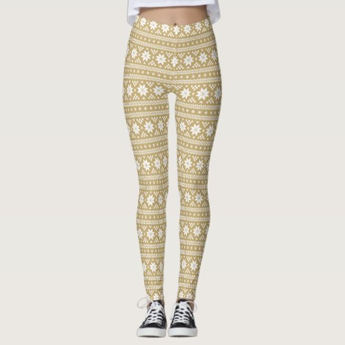 Gold Fair Isle Leggings