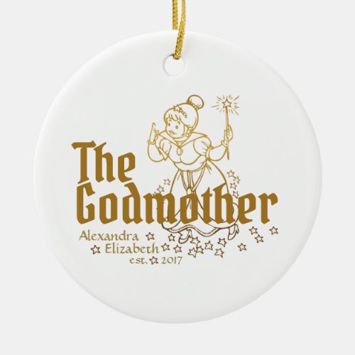 Gold Fairy Customizable The Godmother Ceramic Ornament