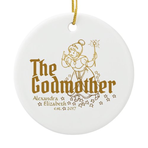 Gold Fairy Customizable The Godmother Ceramic Ornament