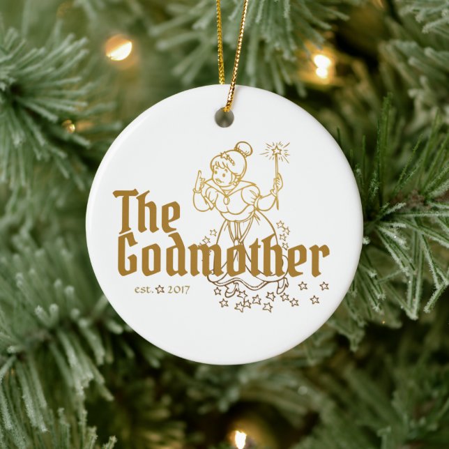 Gold Fairy Customizable The Godmother Ceramic Ornament (Tree)