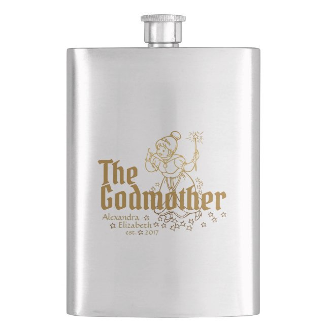Gold Fairy Customizable The Godmother Flask (Front)