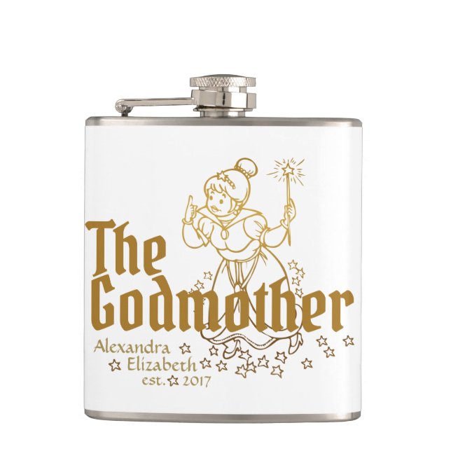Gold Fairy Customizable The Godmother Flask (Front)