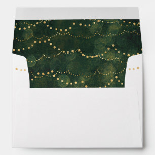 Gold Fairy Lights Elegant Christmas Holiday Envelope