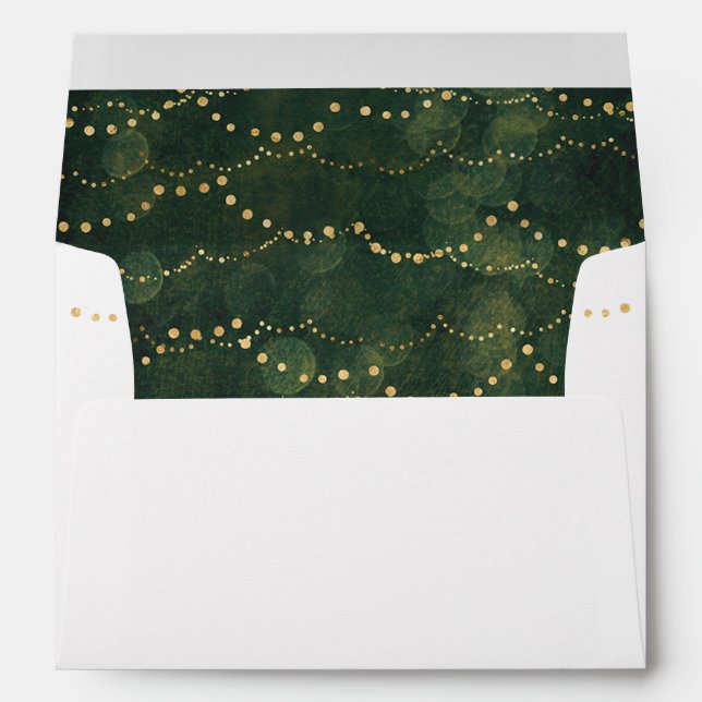 Gold Fairy Lights | Elegant Christmas Holiday Envelope (Back (Bottom))