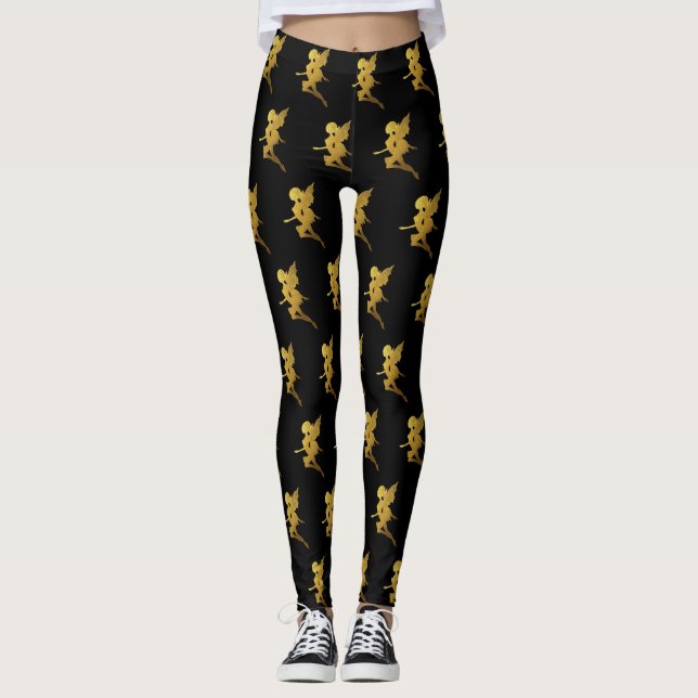 Gold Fairy Silhouettes Leggings (Front)