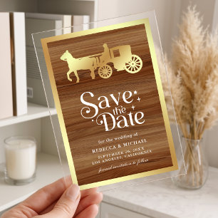 Gold Fairytale Carriage Wedding Save the Date