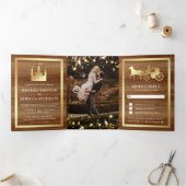 Gold Fairytale Castle Princess Carriage Wedding Tri-Fold Invitation (Inside)