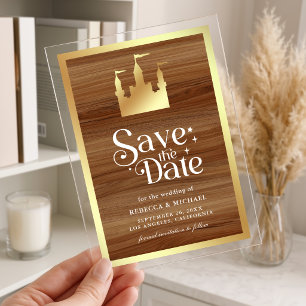 Gold Fairytale Castle Wedding Save the Date