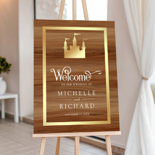 Gold Fairytale Castle Wedding Welcome Sign